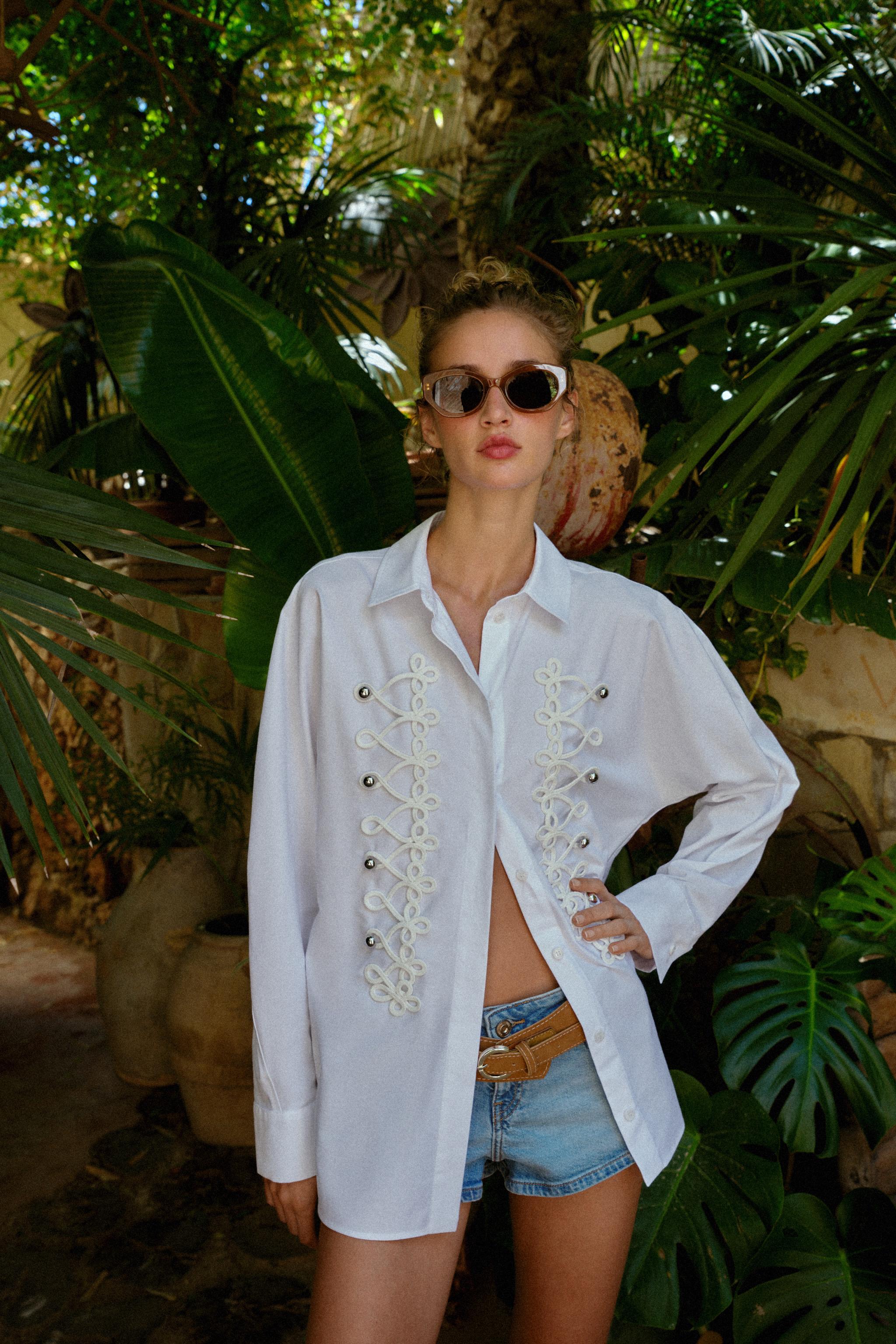 POPLIN SHIRT WITH FIREMAN CLASPS